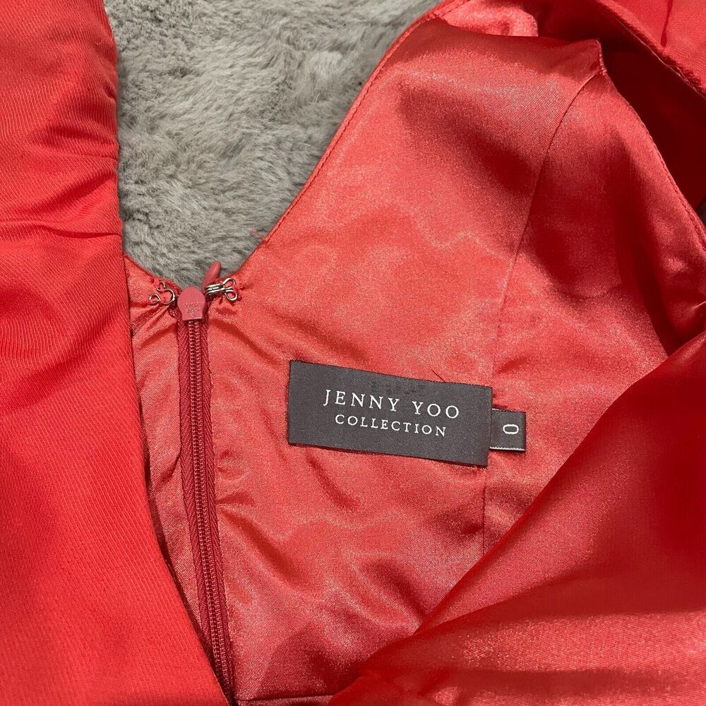 Jenny Yoo‎ Collection Red Ruffle Silk Blend Dress Size 0 Cocktail Wedding $265 - Picture 4 of 10